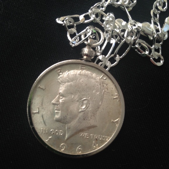 1964 Silver Half Dollar Coin, 18in 925 Chain - Picture 3 of 8